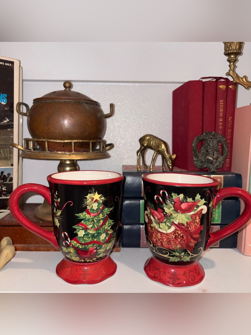 Certified International SUSAN WINGET Red and Black Holiday Mug Set of 2